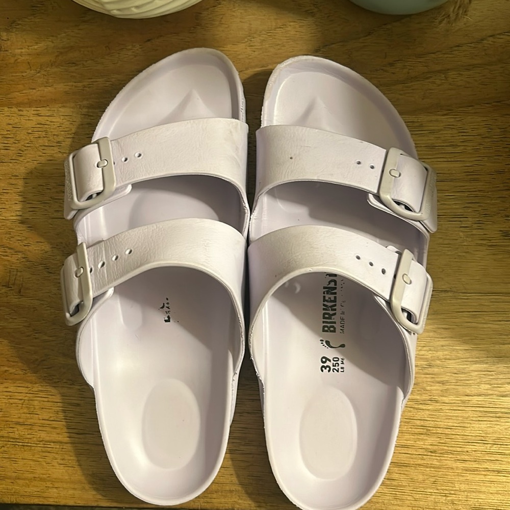 light purple birkenstocks